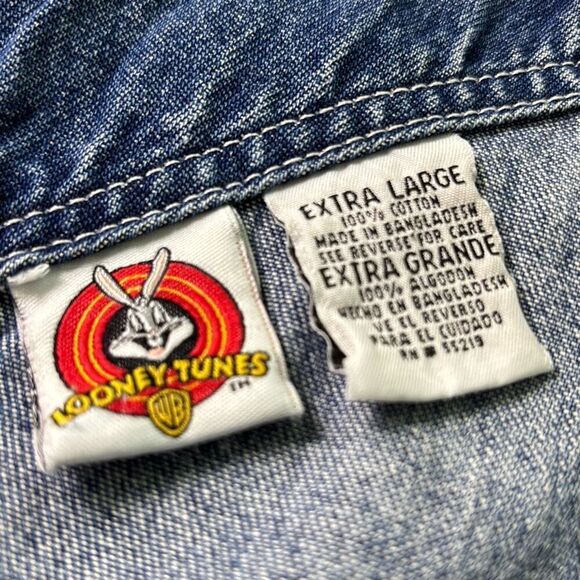 Y2K Vintage Looney Tunes Tweety Bird Paint 90s Denim Carpenter Overalls XL adult - Picture 8 of 12